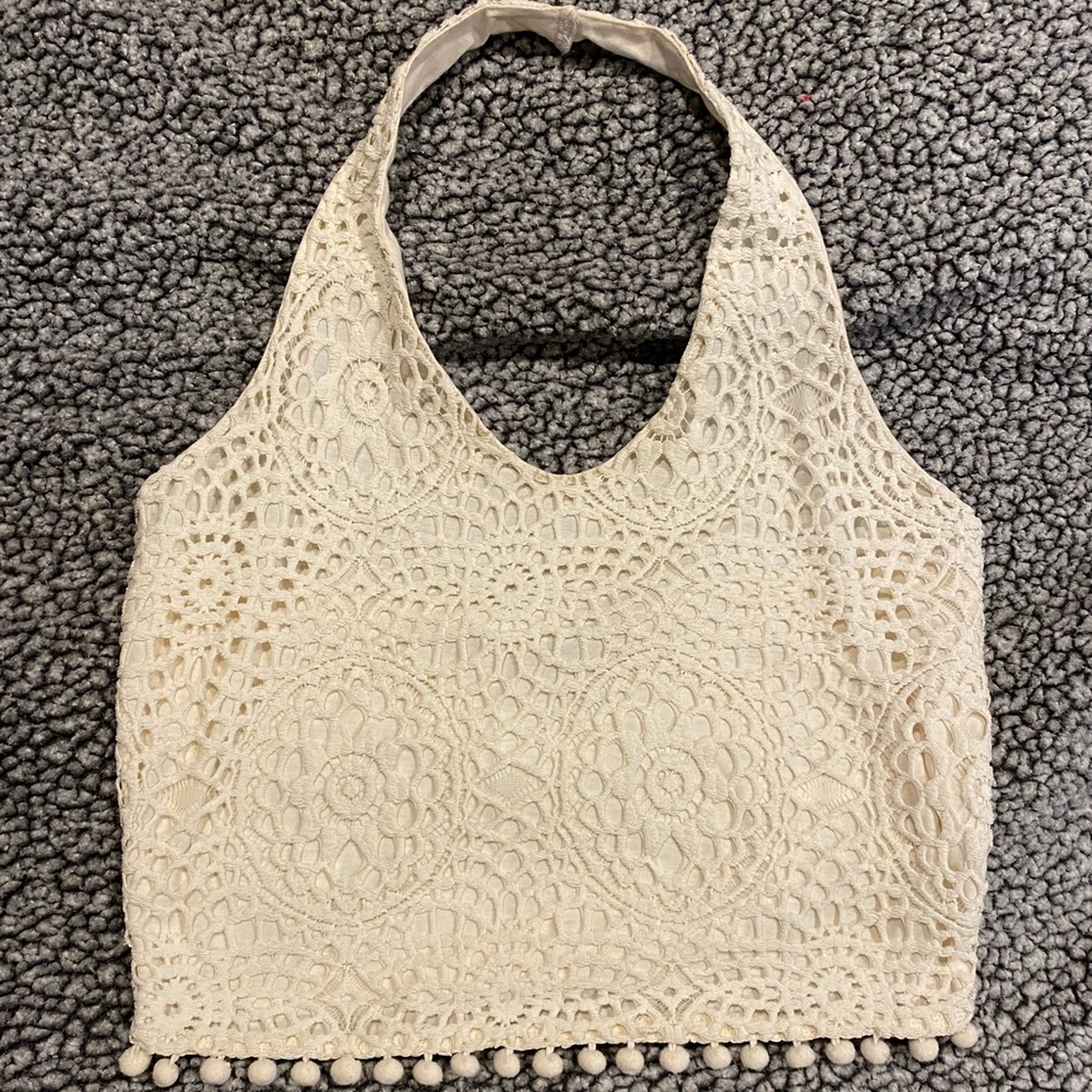 White Knitted Free People halter top